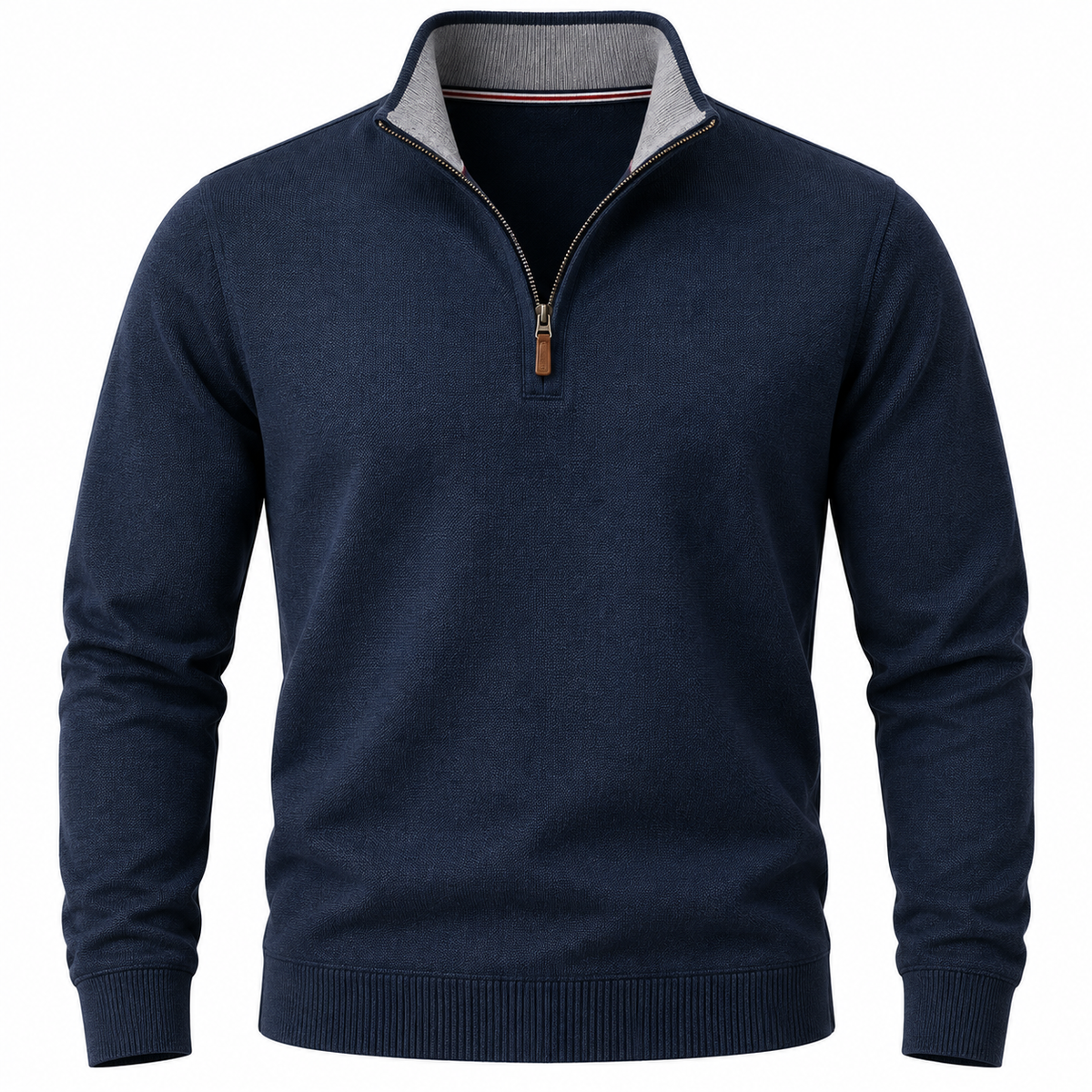 Classic Navy Textured Quarter-Zip Sweater