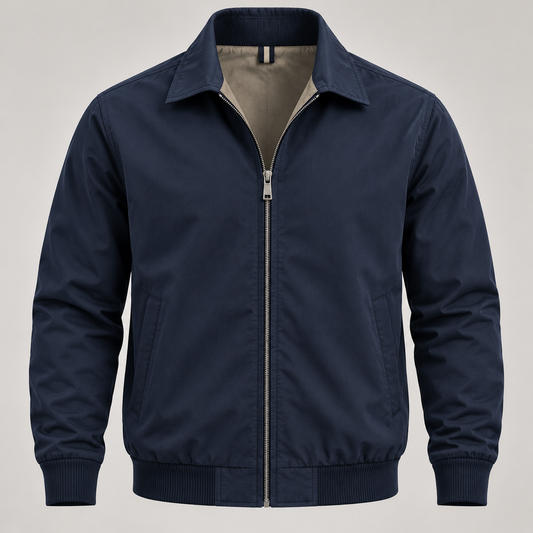 Classic Navy Harrington Bomber Jacket