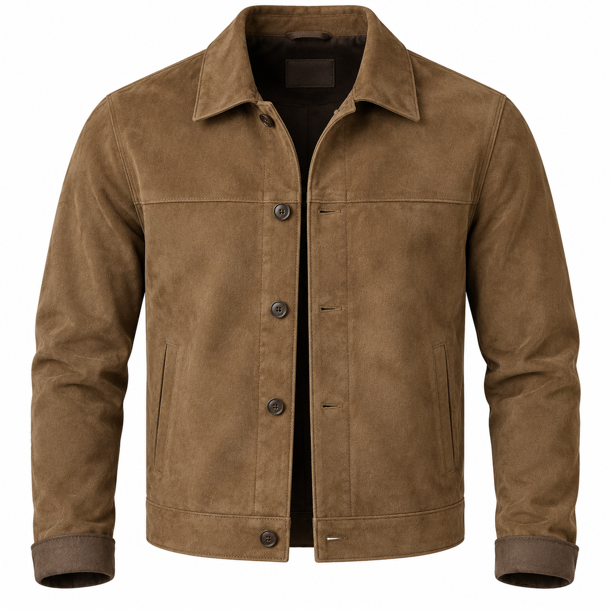 Classic Brown Suede Trucker Jacket