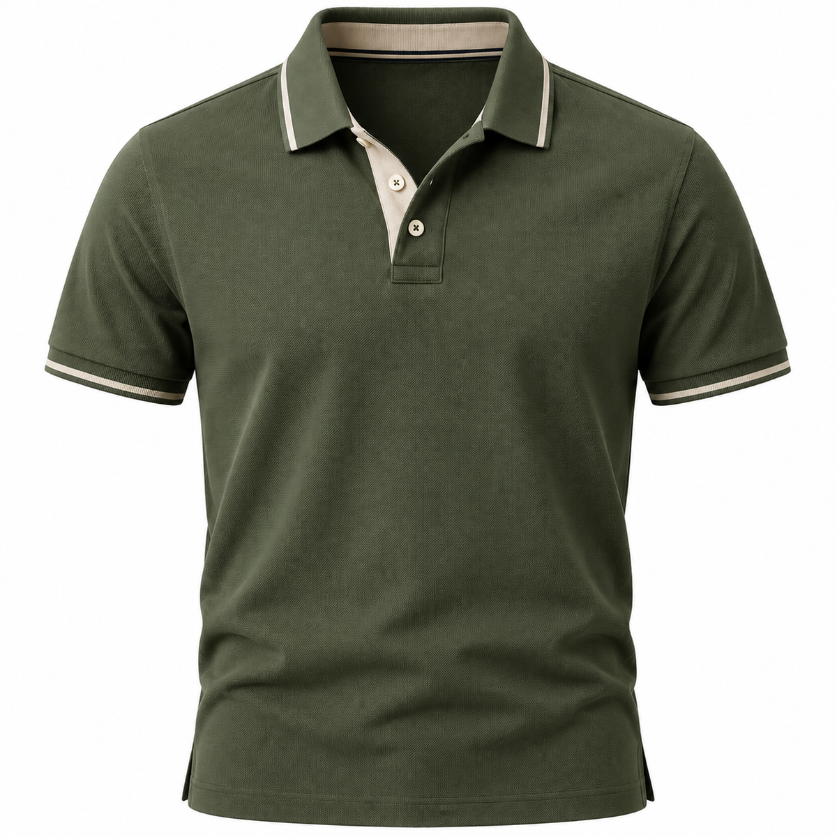 Olive Contrast Trim Piqué Polo Shirt
