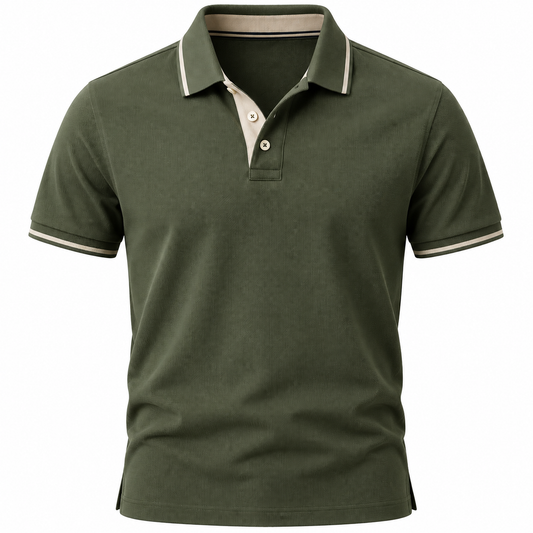 Olive Contrast Trim Piqué Polo Shirt