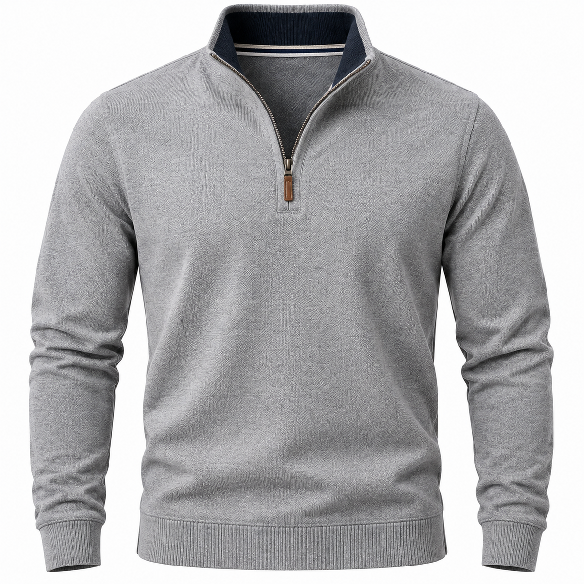 Classic Gray Quarter-Zip Knit Sweater