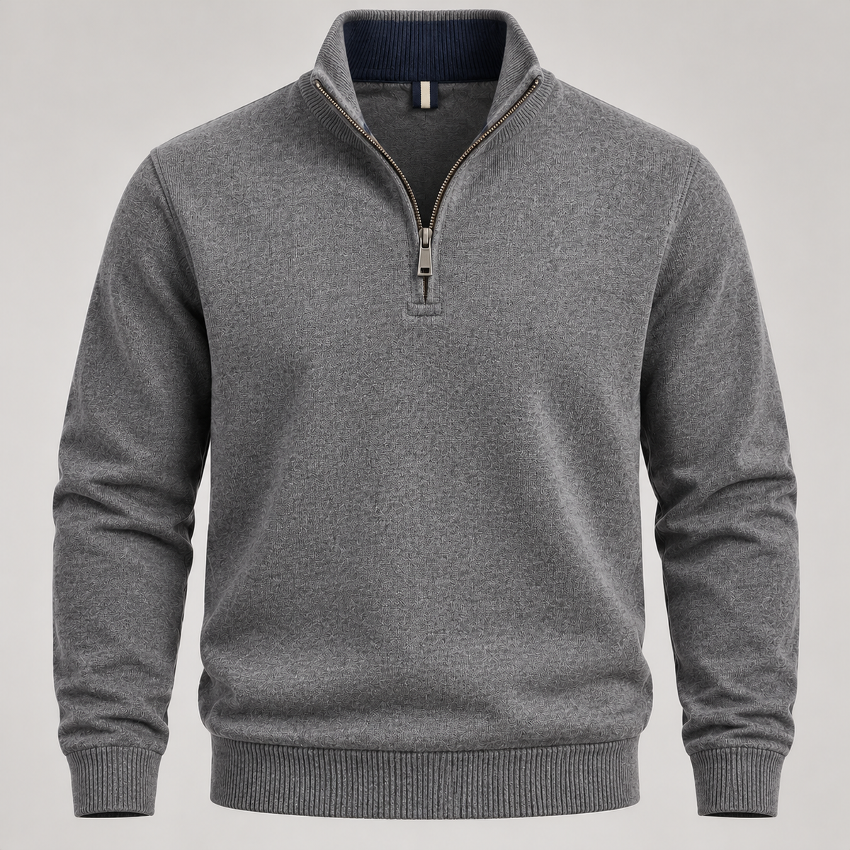 Classic Gray Quarter-Zip Sweater