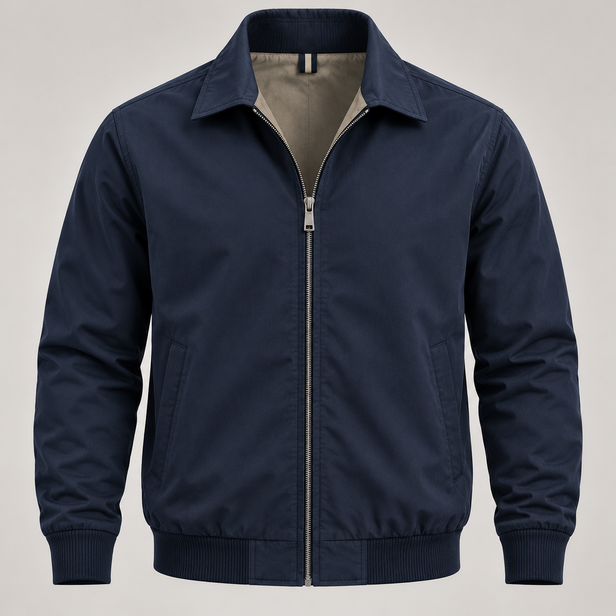 Classic Navy Harrington Bomber Jacket