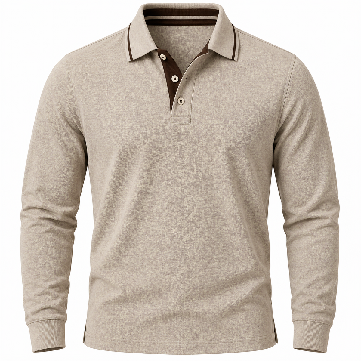 Classic Cream Long Sleeve Polo Sweater