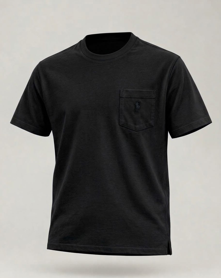 T-Shirt mit Brusttasche Schwarz