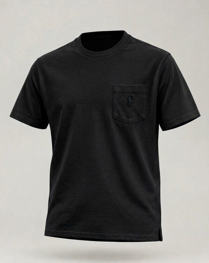 T-Shirt mit Brusttasche Schwarz